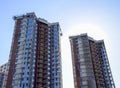 A new multi-storey house. Construction of residential apartments. Floors of the apartment house Royalty Free Stock Photo