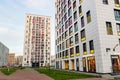 new multi-storey residential buildings with coloured facades Royalty Free Stock Photo