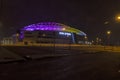 The New Netanya football stadium illuminated at night Israel