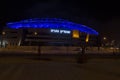 The New Netanya football stadium illuminated at night Israel