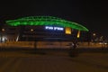 The New Netanya football stadium illuminated at night Israel