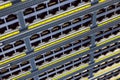 New network switches for large datacenter network. Empty RJ-45 ethernet ports Royalty Free Stock Photo