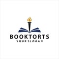 Book and torch, education vector logo design graphic template Royalty Free Stock Photo