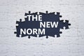 The new norm symbol. Concept words The new norm on white puzzle. Beautiful dark blue background. Business and The new norm concept