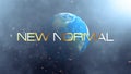 New Normal abstract background concept. 3D rendering illustration creative design with smoke cloud, dust particles and earth