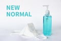 New normal after the epidemic the Covid-19. N95 mask to protect pollution PM2.5 and virus COVID-19. Alcohol gel clean wash hand. C