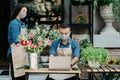 New normal, flower business and work during covid-19 lockdown Royalty Free Stock Photo