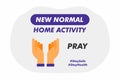 New Normal Home Activity - Pray - Vector Flat Design Illustration