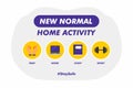 New Normal Home Activity - Vector Flat Design Illustration