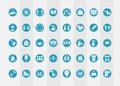 New normal lifestyle after coronavirus disease covid 19, blue silhouette icons set Royalty Free Stock Photo