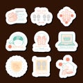 New normal, lifestyle icons set sticker after coronavirus, hand made style flat Royalty Free Stock Photo