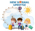 New normal lifestyle logo with people travel during covid-19 pandemic