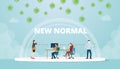 New normal office work life balance situation with mask and social distance concept with modern flat style vector illustration Royalty Free Stock Photo