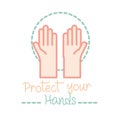 New normal, protect your hands clean frequently, after coronavirus, hand made style flat