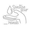 New normal, sanitize your hands, after coronavirus, hand made line style