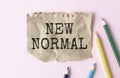 New Normal text on note pad. New normal Royalty Free Stock Photo