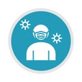 New normal, wear medical mask, after coronavirus disease covid 19, blue silhouette icon