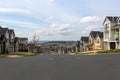 New Custom Built Homes in Suburban Neighborhood Street Royalty Free Stock Photo