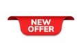 New offer ribbon vector banner. Red promotion label bew offer price tag label for advertising Royalty Free Stock Photo