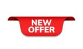 New offer ribbon vector banner. Red promotion label bew offer price tag label for advertising Royalty Free Stock Photo