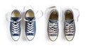 New and old blue sneakers isolated on white background Royalty Free Stock Photo