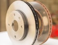 New and old car brake discs. Royalty Free Stock Photo