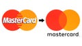 New and old Mastercard logos printed on white paper Royalty Free Stock Photo