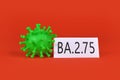 New Omicron subvariant BA.2.75 `Centaurus` virus mutation concept with virus model and text