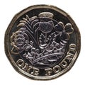 New 1 pound coin, United Kingdom isolated over white Royalty Free Stock Photo