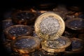 New one pound coin in a spotlight Royalty Free Stock Photo