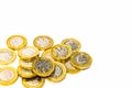 New one pound coins on a white background Royalty Free Stock Photo