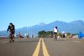 New open coastal road in Davao City Philippines with Mt.Apo background