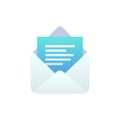 New open message flat icon, Mobile Email, New e-mail sign. White open envelope isolated. Social network, sms chat, spam Royalty Free Stock Photo