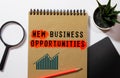 New Opportunities text on notepad, concept background Royalty Free Stock Photo