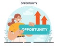 New opportunity concept. New business ideas or decisions. Female character