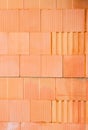 New orange brick wall background. House building worker concept. Royalty Free Stock Photo