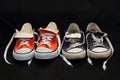 New orange and old blue sneakers Royalty Free Stock Photo