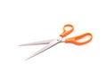 New orange stainless steel scissor. Studio shot isolated on whit Royalty Free Stock Photo