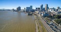 New Orleans aerial skyline and Mississippi river, Louisiana
