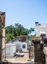 New Orleans, ancient cemetery, walk way between crypts and tombs