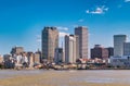 New Orleans city skyline from Mississippi River on a sunny winter day, Louisiana Royalty Free Stock Photo