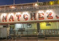 NEW ORLEANS - FEBRUARY 9, 2016: Natchez boat at night docked along Mississippi River. Natchez Steamboat is a famous tourist Royalty Free Stock Photo