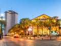 NEW ORLEANS - FEBRUARY 9, 2016: Street lights on Mardi Gras nigh Royalty Free Stock Photo