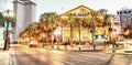 NEW ORLEANS - FEBRUARY 9, 2016: Street lights on Mardi Gras nigh Royalty Free Stock Photo