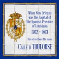 New Orleans French Quarter Historic Spanish Street Tile Sign Royalty Free Stock Photo