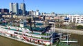 NEW ORLEANS, LA - FEBRUARY 9: Aerial view of riverboat Natchez d Royalty Free Stock Photo