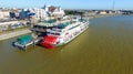 NEW ORLEANS, LA - FEBRUARY 9: Aerial view of riverboat Natchez d Royalty Free Stock Photo