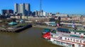 NEW ORLEANS, LA - FEBRUARY 9: Aerial view of riverboat Natchez d Royalty Free Stock Photo