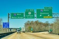 New Orleans, LA - February 10, 2016: Interstate road signs to Baton Rouge Royalty Free Stock Photo
