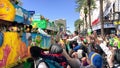 New Orleans, LA - February 9, 2016: Mardi Gras floats parade through the streets of New Orleans.People celebrated crazily. Mardi Royalty Free Stock Photo